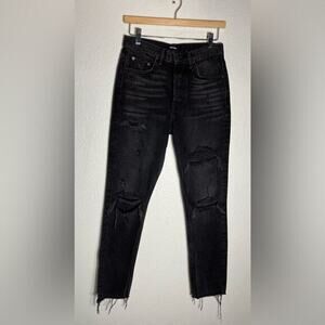Grlfrnd Karolina style‎ button fly distressed women's jeans size 26 black pants
